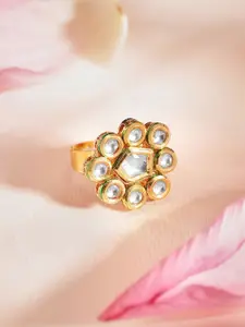Priyaasi Gold Plated Kundan Studded Finger Ring