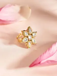 Priyaasi Gold-Plated Kundan Studded Finger Ring