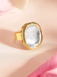 Priyaasi Gold-Plated Kundan-Studded Adjustable Finger Ring