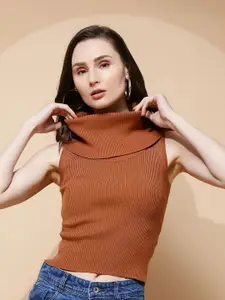 Global Republic Solid High Neck Sleeveless Knits Top