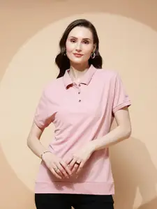 Global Republic Women Polo Collar Solid T-shirt