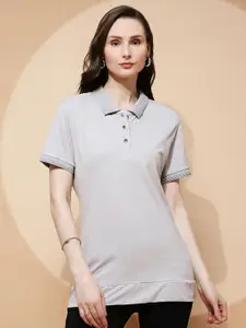 Global Republic Solid Shirt Collar Top