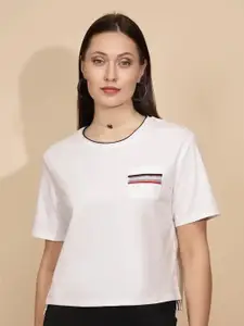 Global Republic Solid Round Neck Crop Top