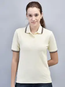 Woodland Women Polo Collar Solid Pure Cotton T-shirt