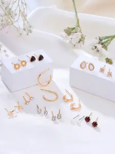 Yellow Chimes 12 pairs Contemporary Studs Earrings