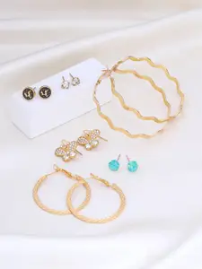 Yellow Chimes Women 6 pairs Contemporary Hoop Earrings