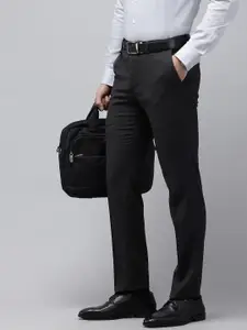Van Heusen Men Textured Slim Fit Formal Trousers
