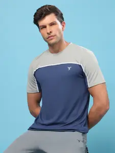 Technosport Men Colourblocked UPF50 Round Neck Slim Fit T-shirt