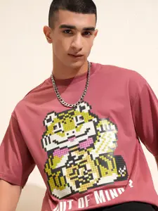 HIGHLANDER Men Round Neck Half Sleeve Relaxed Drop Shoulder T Shirt