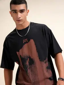 HIGHLANDER Men Abstract Printed Round Neck Oversized T-shirt
