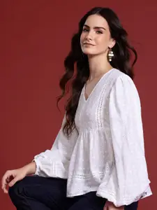 all about you Schiffli Embroidered Cotton Top