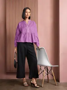 all about you Mandarin Collar Cotton Top