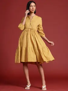 all about you Pure Cotton Puff Sleeve A-Line Dress