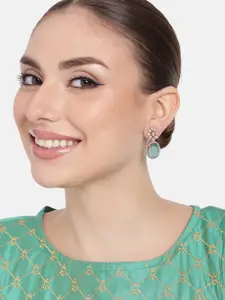 Estele Rose Gold-Plated CZ-Studded Oval Drop Earrings