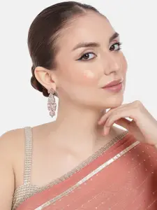 Estele Rose Gold-Plated CZ-Studded Teardrop Shaped Drop Earrings