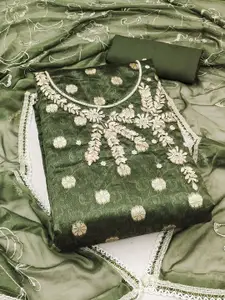 KIMISHA Floral Woven Design Beads and Stones Unstitched Dress Material