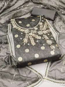 KIMISHA Floral Woven Design Beads and Stones Unstitched Dress Material