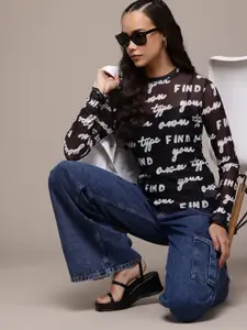 The Roadster Lifestyle Co. Printed Sheer Lettuce Hem Top