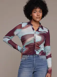 The Roadster Lifestyle Co.  Semi Sheer Printed Casual Shirt