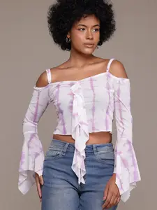 The Roadster Lifestyle Co. Dyed Ruffles Net Crop Top