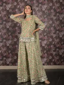 ODETTE  Ready to Wear Floral  Printed Gotta Patti Lehenga & Blouse With Dupatta
