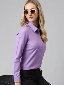 English Navy Women Solid Formal Shirt