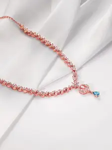 GIVA Women Sterling Silver Rose Gold-Plated Necklace