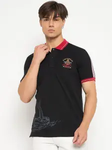 Duke Men Embroidered Polo Neck Cotton T-shirt