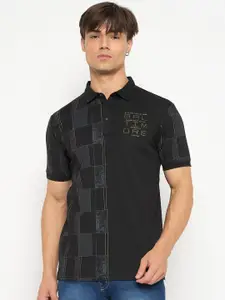 Duke Men Geometric Printed Polo Collar Slim Fit T-shirt