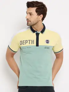 Duke Men Colourblocked Printed Polo Collar Cotton Slim Fit T-shirt
