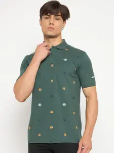 Duke Men Conversational Printed Polo Collar Slim Fit T-shirt