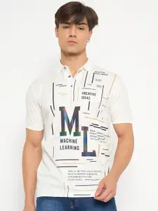 Duke Men Typography Printed Polo Collar Cotton T-shirt