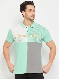 Duke Men Colourblocked Printed Polo Collar Cotton T-shirt