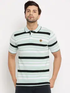 Duke Men Striped Polo Collar Slim Fit T-shirt