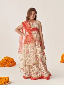 pspeaches Girls Printed Ready to Wear Lehenga Choli