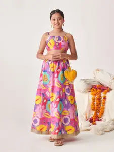 pspeaches Girls Printed Ready to Wear Lehenga Choli