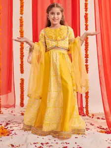 pspeaches Girls Printed Ready to Wear Lehenga & Blouse With Dupatta