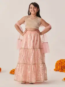 pspeaches Girls Printed Ready to Wear Lehenga & Blouse With Dupatta