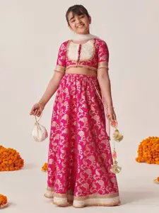 pspeaches Girls Printed Ready to Wear Lehenga Choli With Dupatta