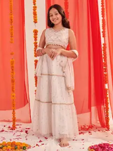 pspeaches Girls Printed Ready to Wear Lehenga & Blouse With Dupatta