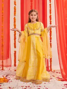 pspeaches Girls Printed Ready to Wear Lehenga & Blouse With Dupatta