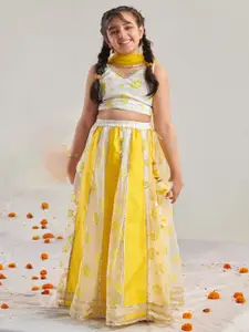 pspeaches Girls Ready to Wear Printed Lehenga & Blouse With Dupatta