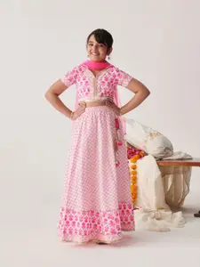 pspeaches Girls Printed Ready to Wear Lehenga Choli With Dupatta