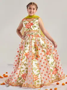 pspeaches Girls Printed Ready to Wear Lehenga Choli