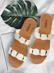 Colo Women Colourblocked Open Toe Flats with Buckles