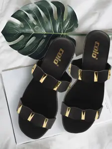 Colo Women Solid Open Toe with Buckles Flats