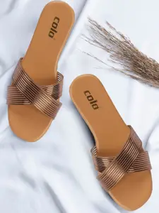 Colo Women Striped Printed Open Toe Flats