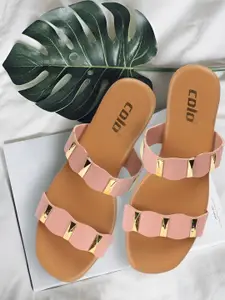 Colo Women Solid Open Toe Flats with Buckles Flats