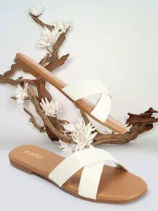 Colo Women Colourblocked Open Toe Flats With Buckles