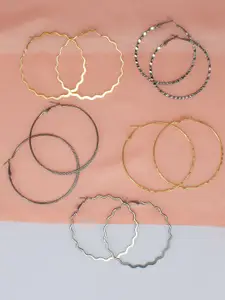 PRIVIU Women Set Of 5 Circular Hoop Earrings 7g